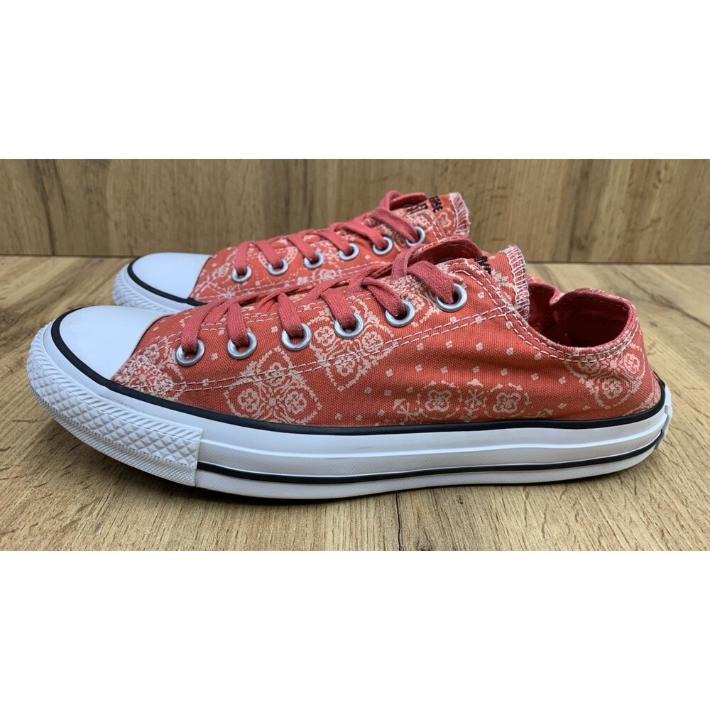 Converse Chuck Taylor All Star Ox Bandana Print Coral Canvas Shoes Womens 8 - Picture 3 of 12